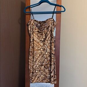 Paisley Bandana Brown Velvety Dress size large